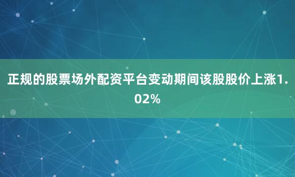 正规的股票场外配资平台变动期间该股股价上涨1.02%
